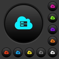 Cloud storage dark push buttons with color icons