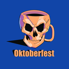 Oktoberfest - vector illustration of a skull shaped beer mug. Vector skull for a poster or t-shirt.