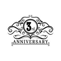 3 years Anniversary logo, luxurious 3rd Anniversary design celebration.