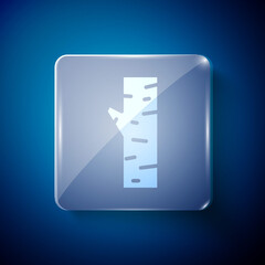 White Birch tree icon isolated on blue background. Square glass panels. Vector.