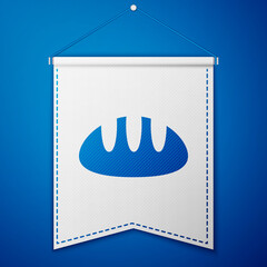 Blue Bread loaf icon isolated on blue background. White pennant template. Vector.