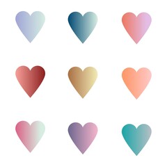 Gradient heart set. Colored heart collection. Valentine's Day illustration isolated