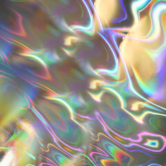 A multicolored, glowing hologram of curved lines.Texture or background