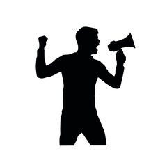 Fototapeta premium Silhouette Of Person Using Megaphone