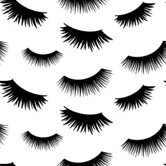 Vector seamless pattern with lashes. Closed eyes background. Repeat design for girls, woman, social media