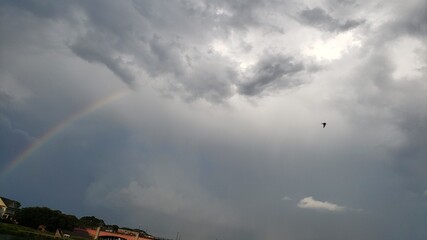 Dramatic sky with sun rays shooting thru