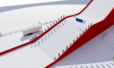 Fototapeta premium 3d illustration of a Snowboard and freestyle Ramp
