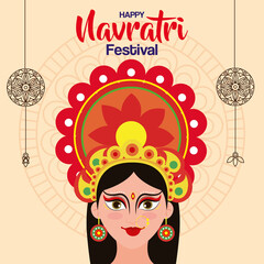 poster of goddess durga for happy navratri celebration
