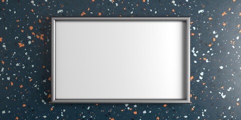 Metal frame with an isolated space on a colored wall. 3D-visualization