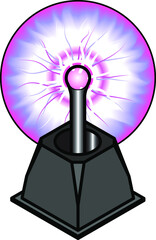 A plasma ball with a black cuboid base.
