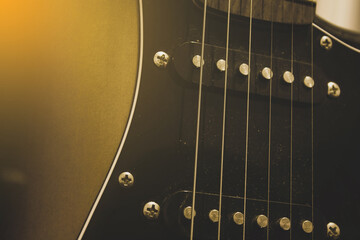 Close-up Electric guitar. Rock music instrument