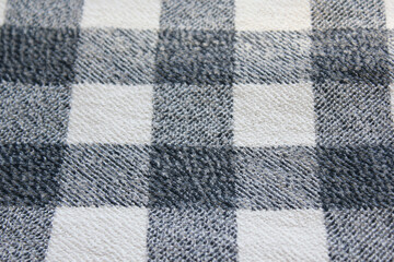 Fabric plaid texture . white and blue checkered pattern