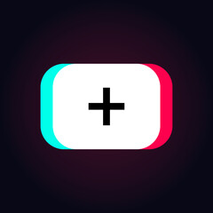 Obraz premium TikTok Add Icon. Duotone. Plus Button. Social Media Vector Illustration On Black Background