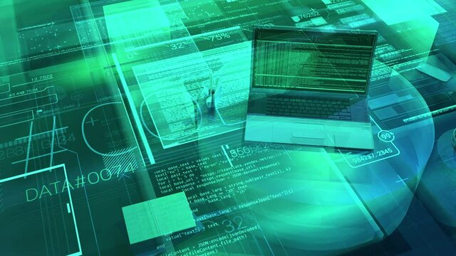 Animation of virtual digital programming and coding space.