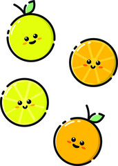 Icon, sticker set of citrus