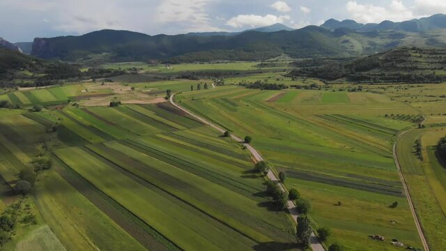 Aerial view above Coltesti village, Apuseni Mountains - Romania