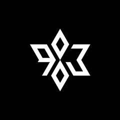 PJ monogram logo with star shape and luxury style