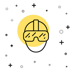 Black line Special forces soldier icon isolated on white background. Army and police symbol of defense. Random dynamic shapes. Vector.