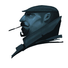 Creative digital painting of a man's head character