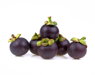Mangosteen isolated on the white background .