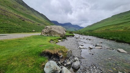 mountain landscape with river and mountains