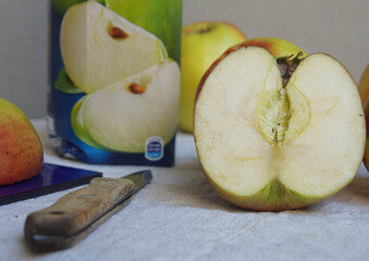 still life with red and green apples