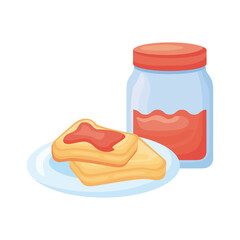 bread sliced with jam breakfast detailed style icon