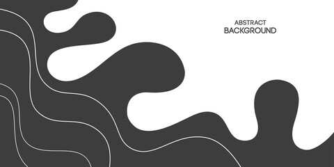 Abstract background, poster, banner. Composition of amorphous forms, liquid shapes, lines. Vector monochrome illustration in flat style.