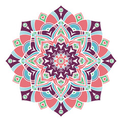 MMandala. Decorative round ornament. Isolated on white background. Arabic, Indian, ottoman motifs. For cards, invitations, t-shirts. Vector color illustration.
