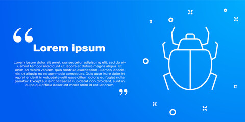 White line Mite icon isolated on blue background. Vector.