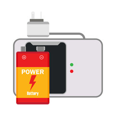 electric battery  charge and alkaline battery-powered accumulator for energy elements. vector illustration