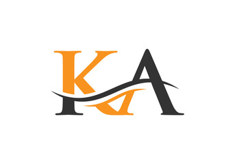 Fototapeta Water Wave KA Logo Vector. Swoosh Letter KA Logo Design for business and company identity. obraz