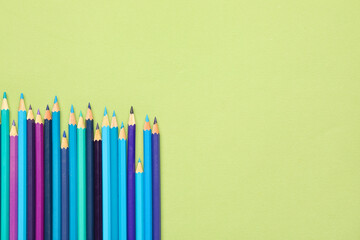 Ordinary pencils on color background