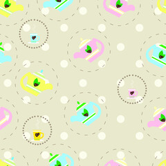 Vector hand drawn tea time pattern. Seamless backlground