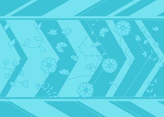 Blue Illustration of flowers style frame style drawing 
