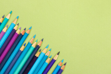 Ordinary pencils on color background