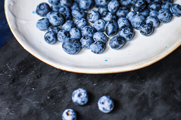 blueberry dessert sweet ripe fresh berries harvest food background top view copy space for text organic eating healthy raw keto or paleo diet