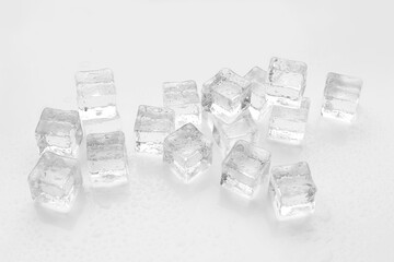 Ice cubes on white background