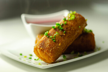Delicious croquettes with sauerkraut and mushrooms served with hot red borscht