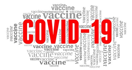 Covid-19 vaccine word cloud isolated on a white background