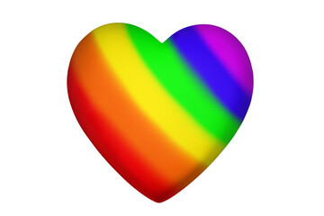 Heart LGBTQ community rainbow flag color pattern on white background isolated close up, LGBT pride symbol, lesbian, gay etc love sign, logo, icon, Valentine day, wedding, greeting card design element