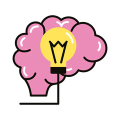 brain human with bulb line and fill style icon
