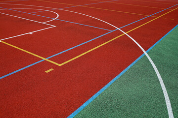 Fototapeta premium multifunctional school volleyball and basketball court field surfacesv
