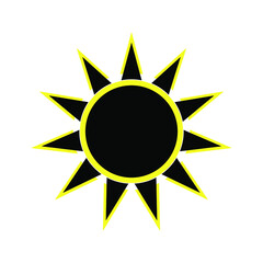 Black and yellow sun on a white background, sign for design, vector illustration