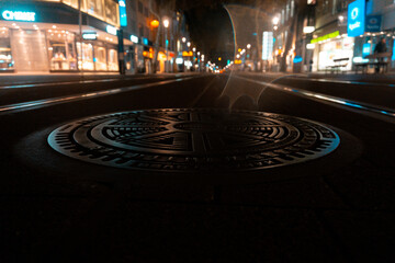 Fototapeta na wymiar Innenstadt Karlsruhe bei Nacht