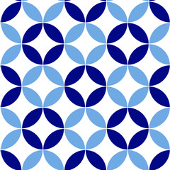 Seamless pattern symbol in blue floral background, flower ornament. Blue  ceramics design, simple decoration art, tile pattern seamless vector. 
