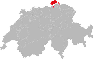 Schaffhausen canton isolated on Switzerland map. Gray background. Backgrounds and Wallpapers.