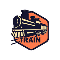 train railway logo isolated on white background. vector illustration