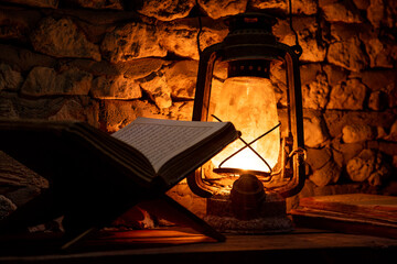 old book and lamp