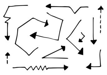 Set of arrow doodle on white background.